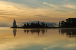 Images at dawn from the waterfront at Baddeck