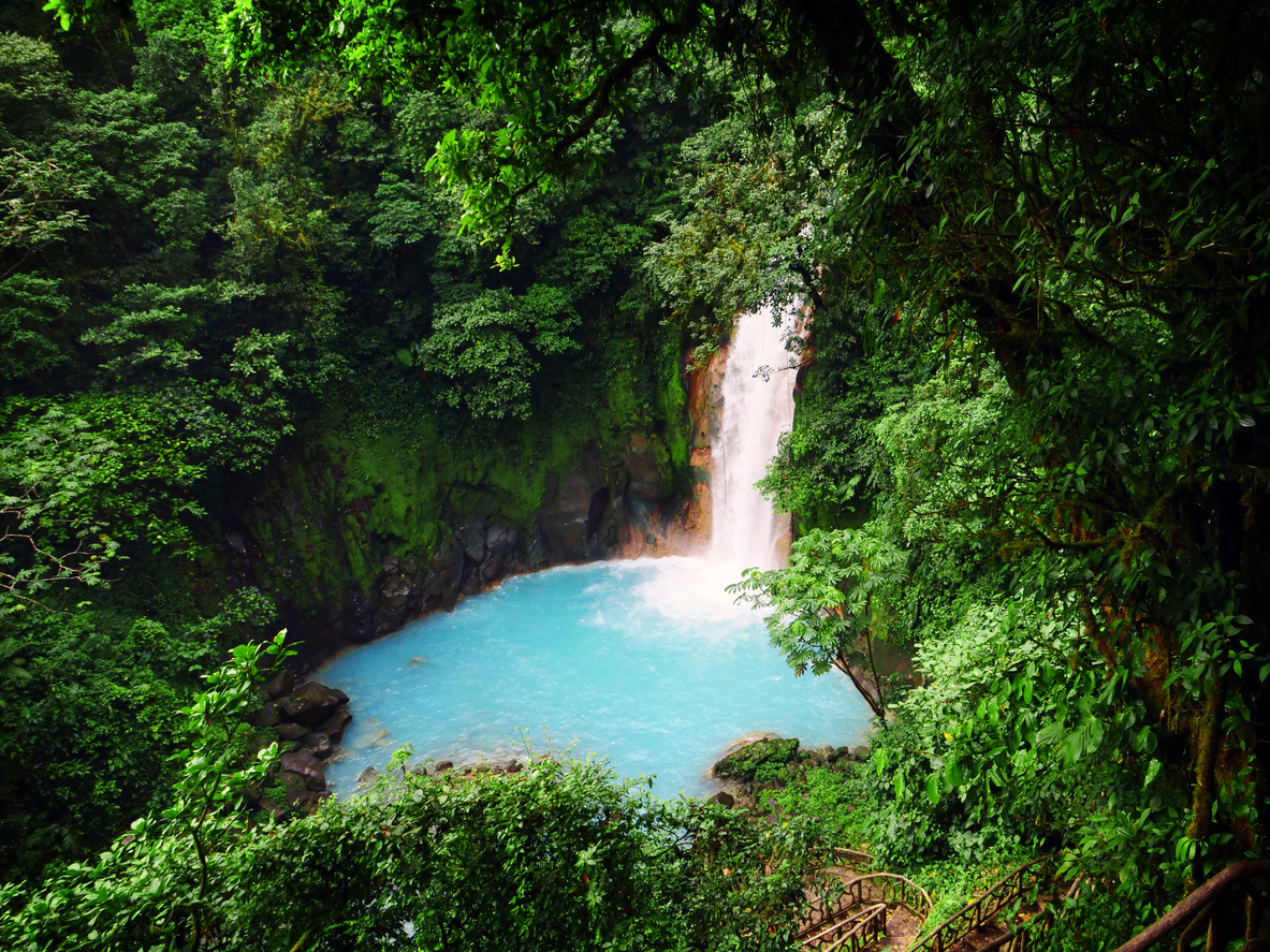 Costa Rica - Rio Celeste Waterfall Wide