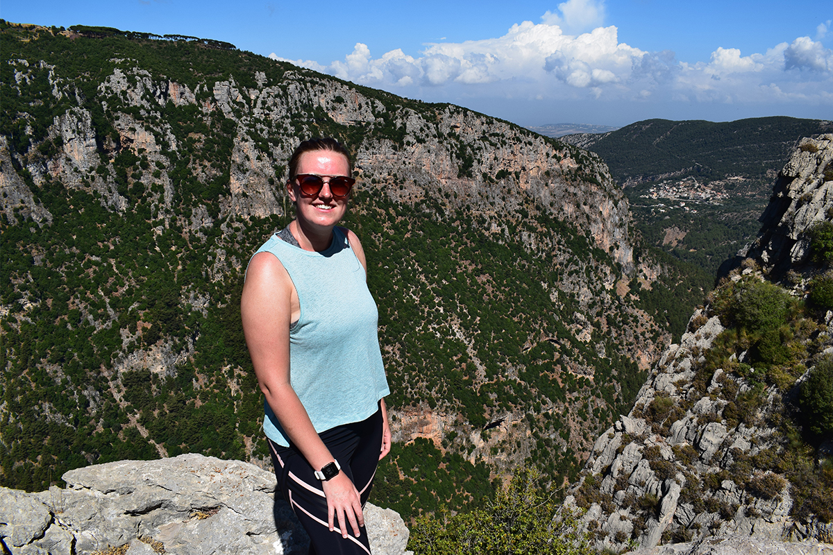 Emma hiking in Lebanon, HA travel specialist